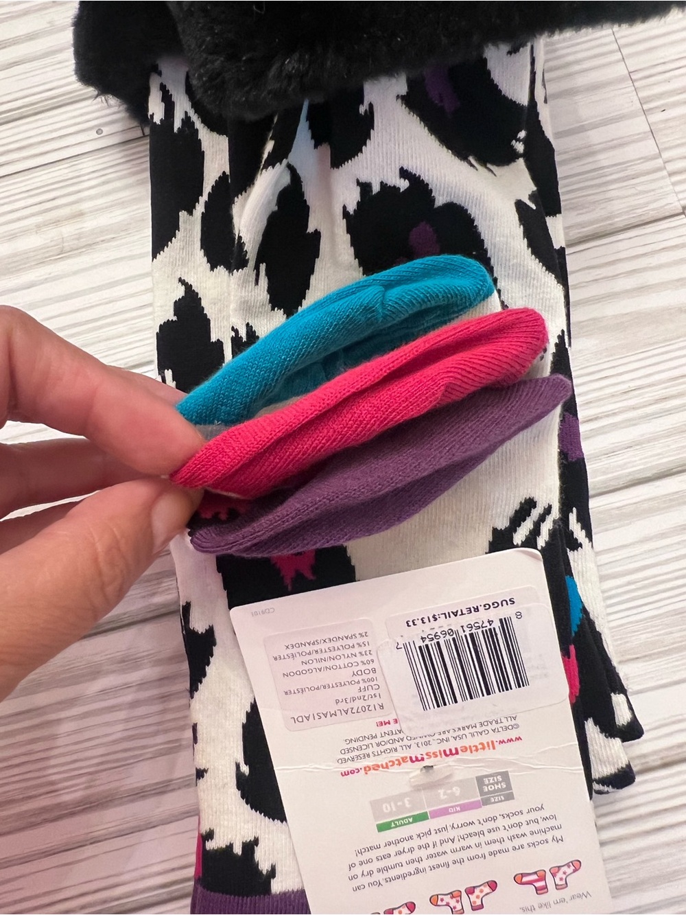Little Miss Matched Leopard Print Fuzzy Socks - Picture 5 of 6